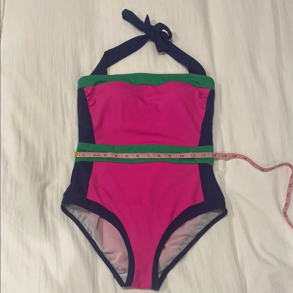 Boden Santorini Pink and Green One Piece Swimsuit with Color-Block Design - Picture 5 of 8